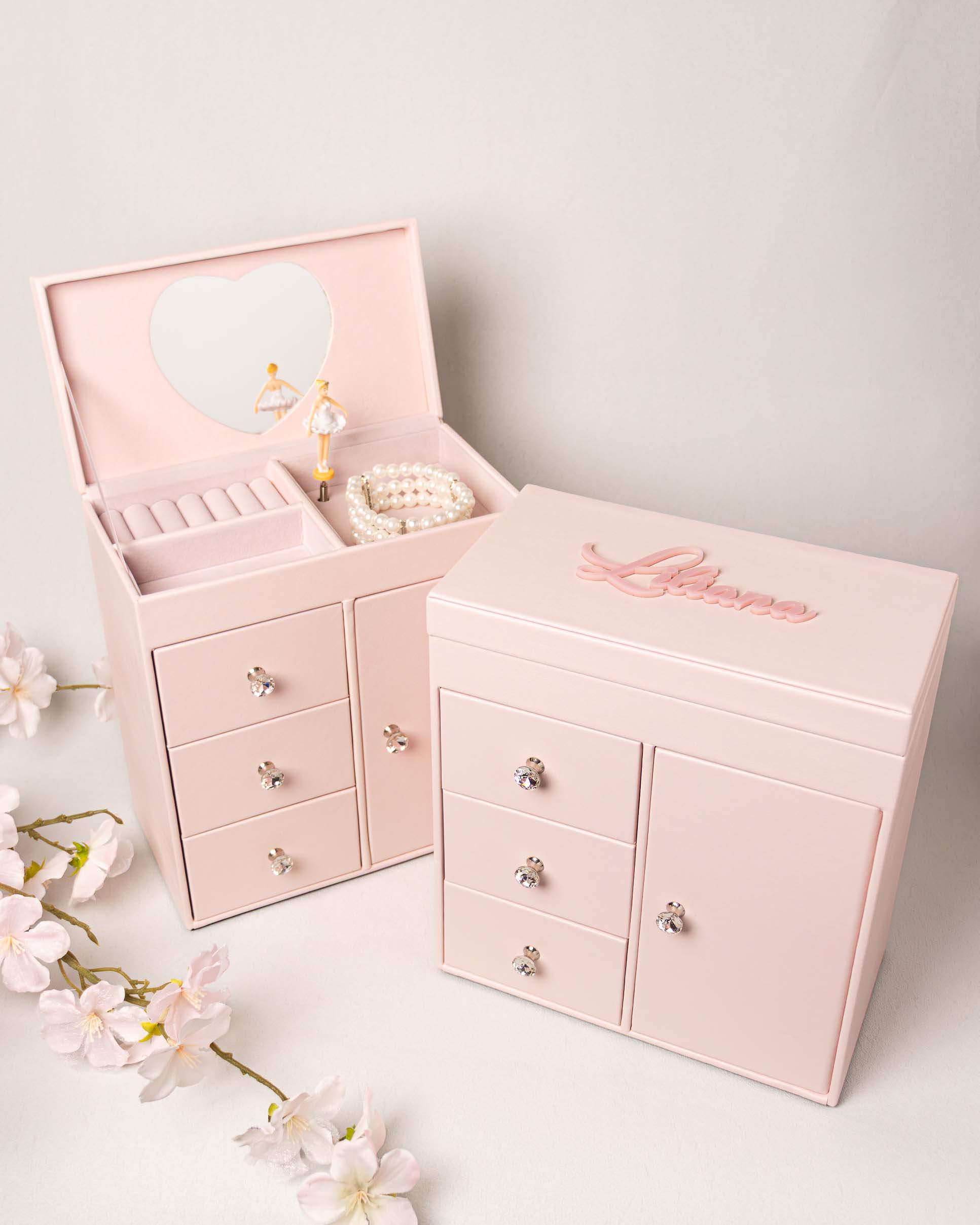 Personalized pink ballerina jewelry box for girls